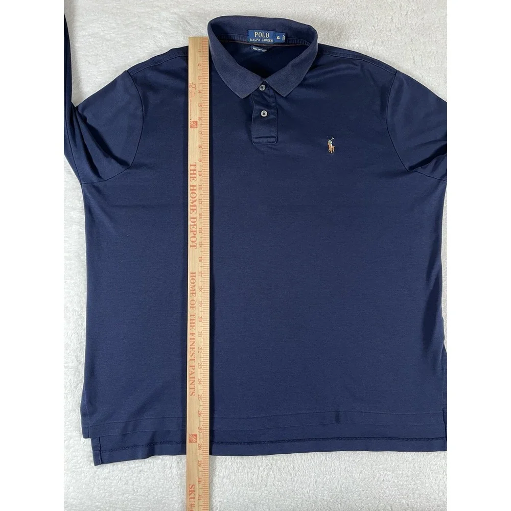 Polo Ralph Lauren Pima Soft Touch Navy L/S Polo Shirt Flesh Pony Men's XL Preppy